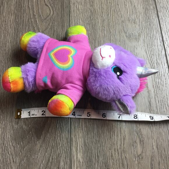 Build a Bear buddies unicorn plush purple rainbow small friend heart tshirt 8" - Picture 5 of 5